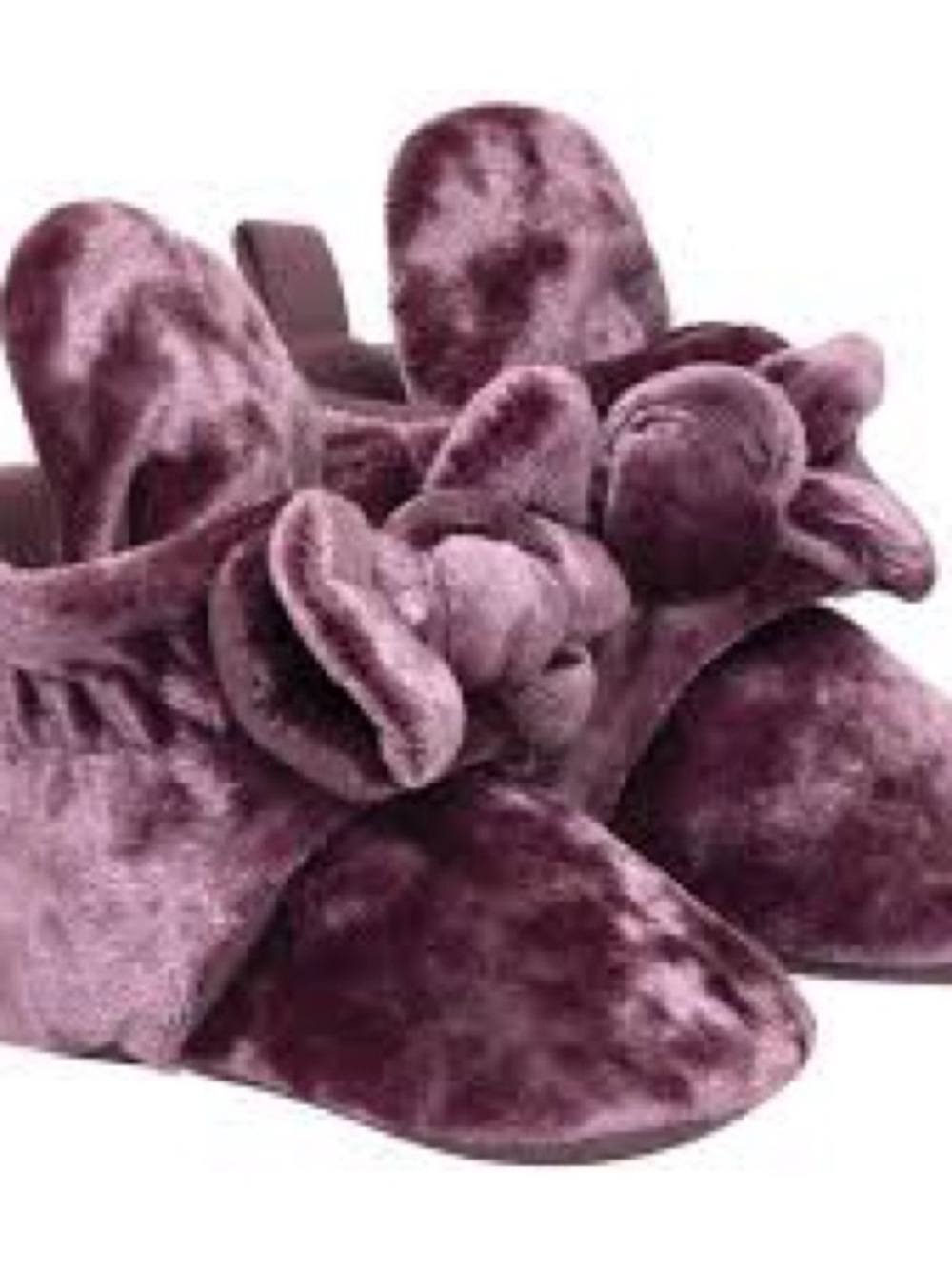 Robeez Plush Bow Velvet baby Slippers - Mauve